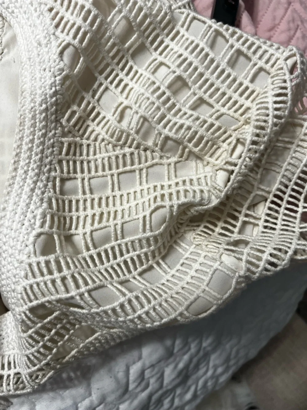 Tory Burch Dress Crochet Lace Lined Pencil Ivory Off White Medium